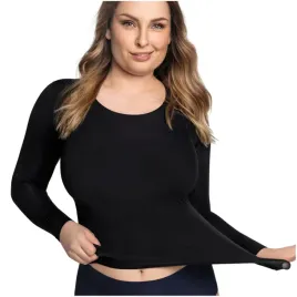 koszulka-gladka-czarna-dopasowana-rekaw-3-4-corin-kylie-51770-one-size