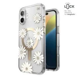 speck-etui-iphone-16-plus-sunshine-daisies-clear-gold