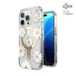speck-etui-iphone-16-pro-sunshine-daisies-clear-gold