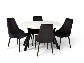 stol-ro-7-80-130cm-bialy-nogi-y-metal-4-krzesla-tapicerowane-diamante