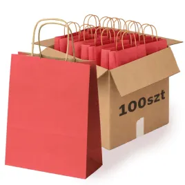 zestaw-100-szt-torba-papierowa-180x80x225-mm-czerwona-eko-uchwyt-skrecany