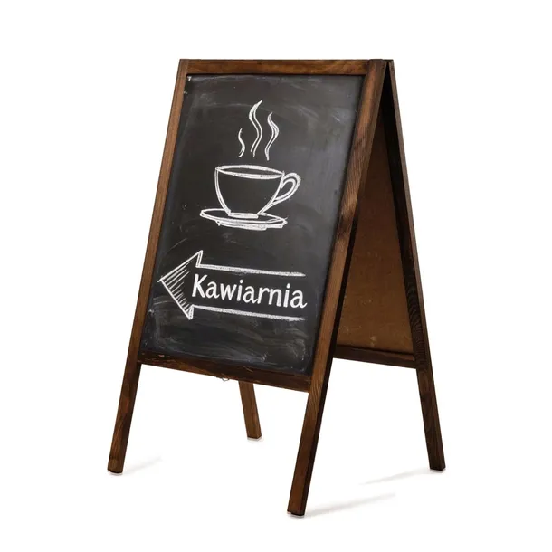 POTYKACZ STOJAK REKLAMOWY DWUSTRONNY 60x100 cm DREWNIANY TABLICA KREDOWA
