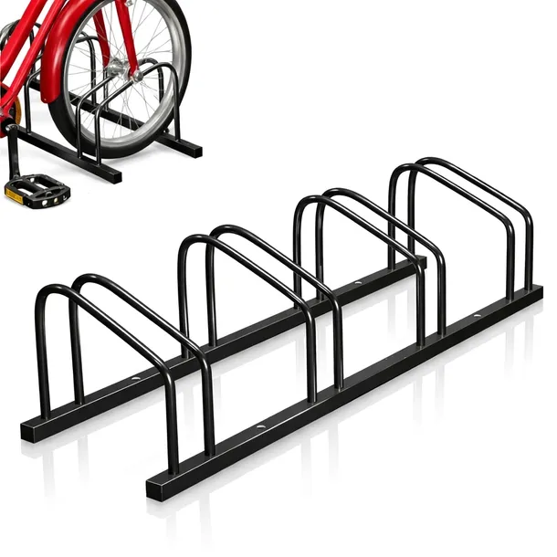 STOJAK NA ROWER ROWERY CZARNY 4 STANOWISKA ROWEROWY STAL 100x32,5x26 cm