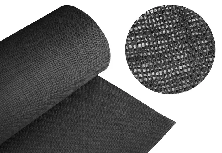 CZARNY MATERIAŁ JUTOWY 275g TKANINA CZARNA JUTOWA 90x100cm JUTA 100%