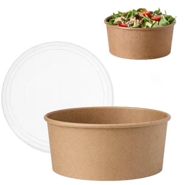 MISKA PAPIEROWA KRAFT 500ml 149mm GASTRONOMICZNA CATERINGOWA Z POKRYWKĄ x50