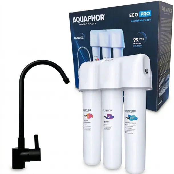 Filtr do wody AQUAPHOR ECO PRO + czarna wylewka kran