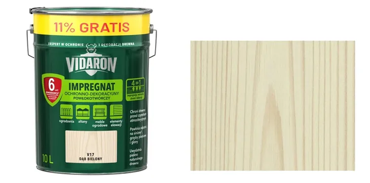 VIDARON IMPREGNAT POWŁOKOTWÓRCZY 10L V17 DĄB BIELONY - 6 LAT GWARANCJI