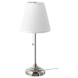 lampa-stolowa-arstid-niklowana-z-tekstylnym-kloszem-75w