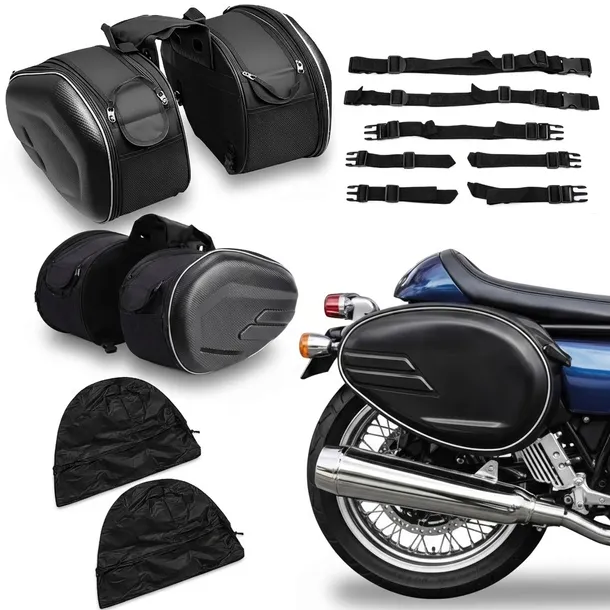 Sakwy Motocyklowe Boczne 38–58L Wodoodporne Kufry Torby Pasy Pokrowce ZM08