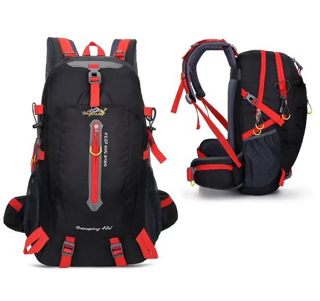 PLECAK turystyczny sportowy duży 40L czarno-czerwony trekking (I078)
