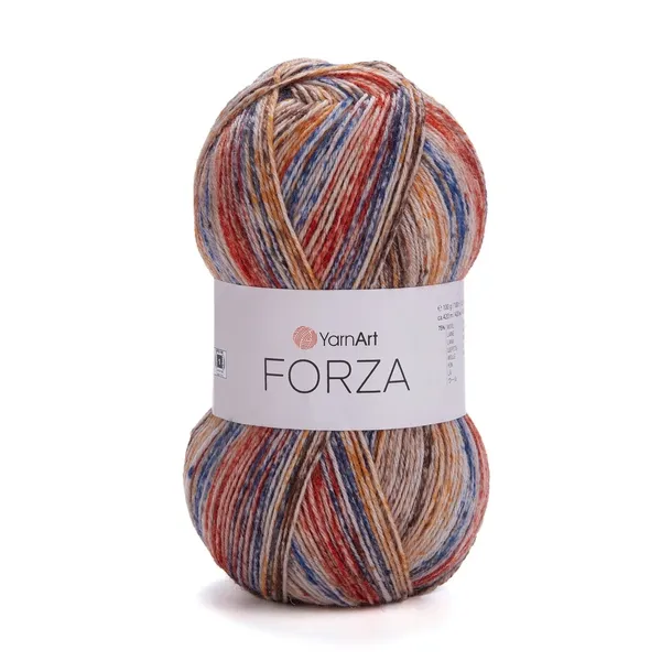 100g wełna włóczka skarpetkowa YarnArt Forza rudy + niebieski 2602