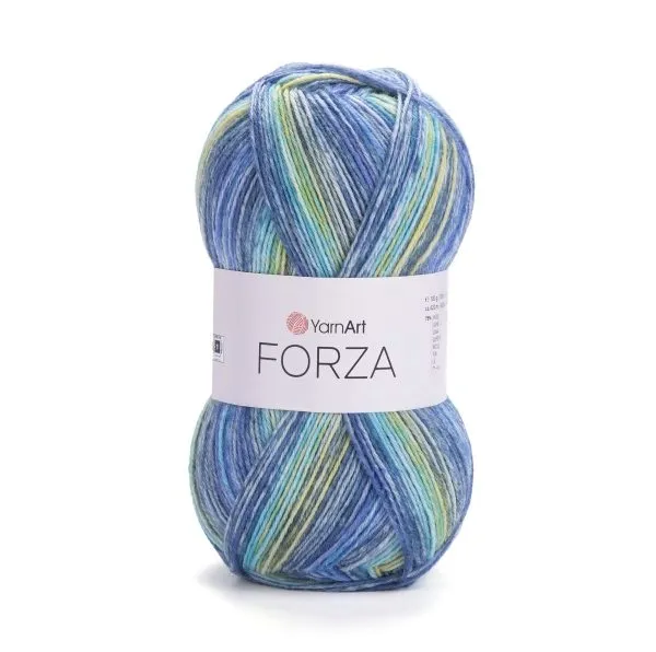 100g wełna włóczka skarpetkowa YarnArt Forza turkus + niebieski 2603