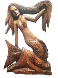 figurka-rzezba-syreny-ciemne-drewno-38x53cm