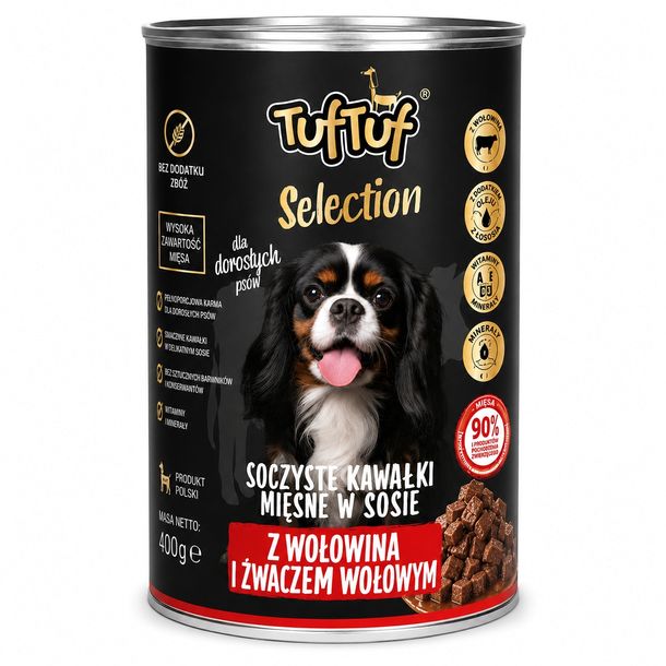 TufTuf Selection mokra karma dla psa Wołowina i Żwacz Wołowy puszka 415g