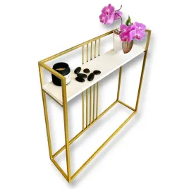 zlota-konsola-toaletka-konsolka-80x20x80-glamour-bialy-blat-profil-15x15