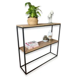 konsola-toaletka-z-polka-90x25x90-industrialna-loft-blat-dab-craft-zloty