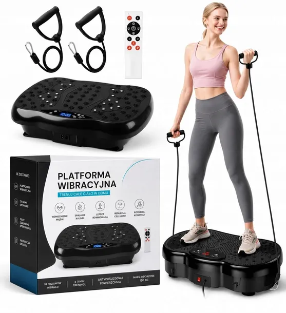 Platforma wibracyjna wibrująca treningowa masażer z pilotem bluetooth gumy