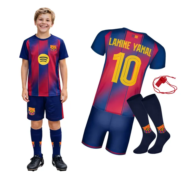 Strój piłkarski LAMINE YAMAL 10 Barcelona + getry | roz. 140 |