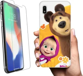 etui-na-samsung-galaxy-a10-telefon-wzory-masza-i-niedzwiedz-szklo