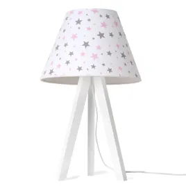 lampka-nocna-dziecieca-trojnog-z-abazurem-bialy-w-rozowe-gwiazdki-stozek