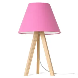 lampka-nocna-dziecieca-rozowa-trojnog-drewniany-z-abazurem-do-sypialni