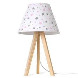 lampka-nocna-dziecieca-trojnog-drewniany-z-abazurem-bialy-rozowe-gwiazdki
