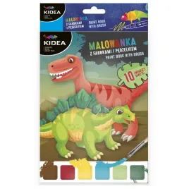 malowanka-z-farbkami-i-pedzelkiem-dinozaury-kidea