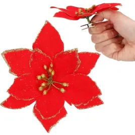 glowka-kwiatowa-springos-poinsecja-czerwona-z-klipsem-13-cm