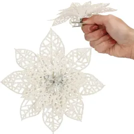 glowka-kwiatowa-springos-biala-poinsecja-azurowa-z-klipsem-14-cm