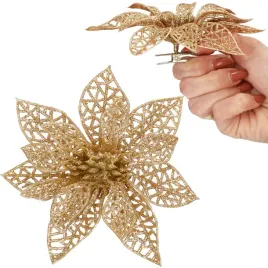 glowka-kwiatowa-zlota-poinsecja-na-klipsie-springos-10-cm