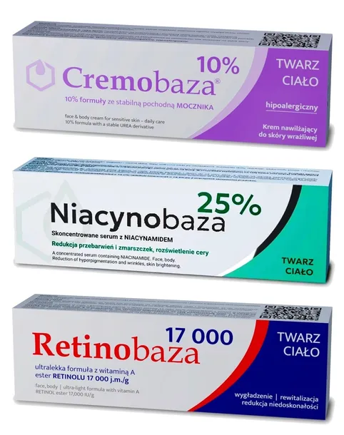 Farmapol Cremobaza 10%, Niacynobaza 25%, Retinobaza 17 000/ 3 kremy