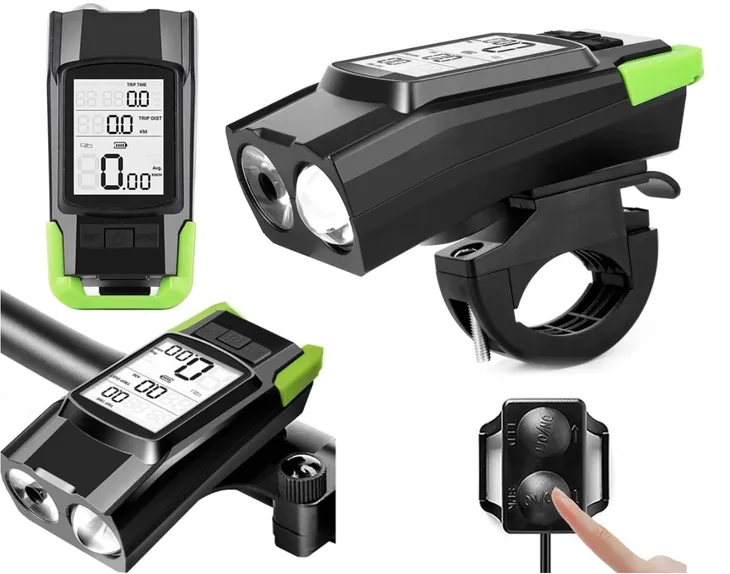 Mocna Lampa Rowerowa Przednia LED Przód USB Jasna Lampka Licznik Dzwonek