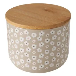 pojemnik-kuchenny-z-pokrywka-ceramiczny-bezowy-w-biale-kwiaty-450-ml