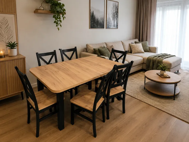 Stół i 6 krzeseł ZESTAW KRZYŻAK HIT CENOWY DO KUCHNI DO SALONU LOFT