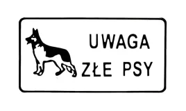 tablica-ostrzegawcza-biala-15-29cm-uwaga-zle-psy