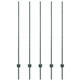 slupek-ogrodzeniowy-5-szt-zielony-140-cm-stal