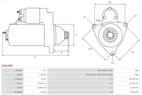 rozrusznik-as-pl-s3043pr-producent-czesci-as-pl-numer-katalogowy-czesci-s3043pr