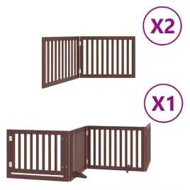 skladana-bramka-dla-psa-z-drzwiami-8-paneli-brazowa-640-cm