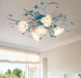 lampa-wiszaca-vintage-szklo-ceramiczne-roze-5x-zarowka-zyrandol-retro
