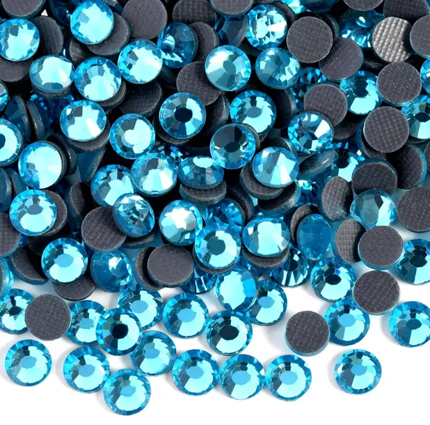 Termo dżety szklane cyrkonie aplikacja błękitny aqua ss16 4mm 1000 sztuk