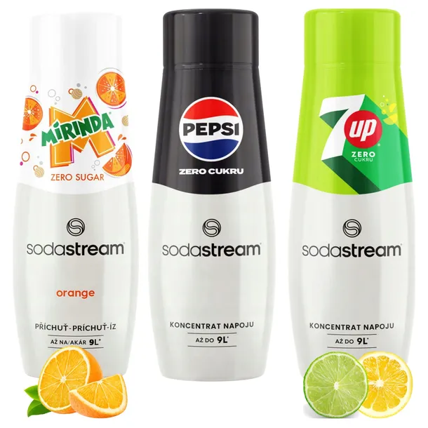SODA STREAM MIRINDA ZERO + PEPSI MAX + 7UP FREE Syropy do Wody BEZ CUKRU