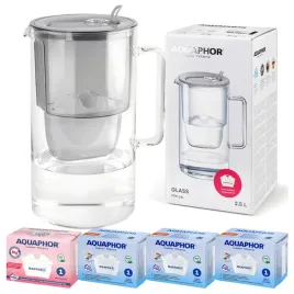 dzbanek-filtrujacy-szklany-aquaphor-glass-szary-4-wklady-filtry-maxfor