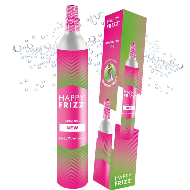Butla CO2 do SodaStream QC Nabój z gazem HAPPY FRIZZ Cylinder różowy 425g