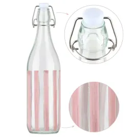 szklana-butelka-w-paski-1000-ml-rozowa-na-wode-lemoniade-zamykana-na-klips