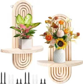 polki-scienne-drewniane-boho-ozdobne-na-kwiaty-2x-do-salonu-jadalni-mocne