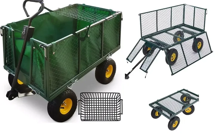 WÓZEK OGRODOWY Transportowy Przyczepka Duży 220L 350kg Burty 41cm + GRATIS