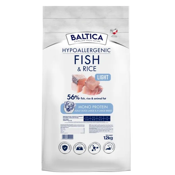 Baltica Adult Ryba i ryż Light karma dla psa L/XL 12kg