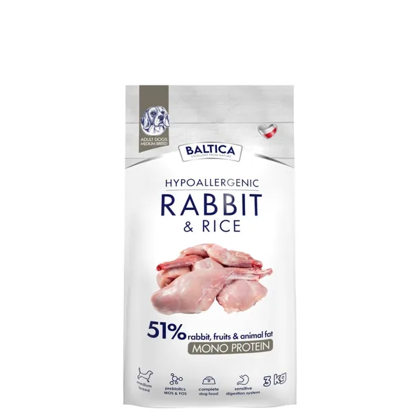Baltica Hypoallergenic Rabbit & Rice Adult Medium Breeds 3kg