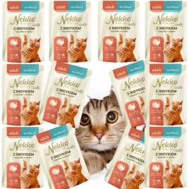 nekko-daily-saszetka-dla-kota-adult-sterilised-indyk-kawalki-w-sosie-12x85g
