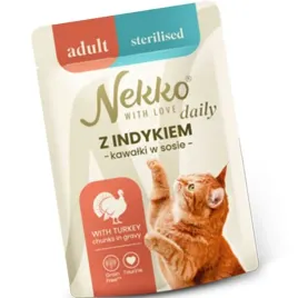 nekko-daily-saszetka-dla-kota-adult-sterilised-indyk-kawalki-w-sosie-85g